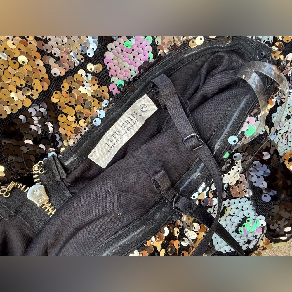 12th Tribe Diamond Sequin Strappy Dress, Size XS - Picture 3 of 4